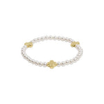 Signature Cross Pearl Pattern 4mm Bead Bracelet - Gold Bracelets enewton