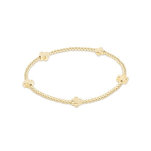 Signature Cross Small Gold Pattern 2mm Bracelet - Gold Bracelets enewton