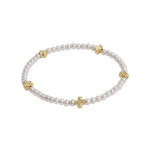 Signature Cross Small Pearl Pattern 3mm Bead Bracelet - Gold Bracelets enewton