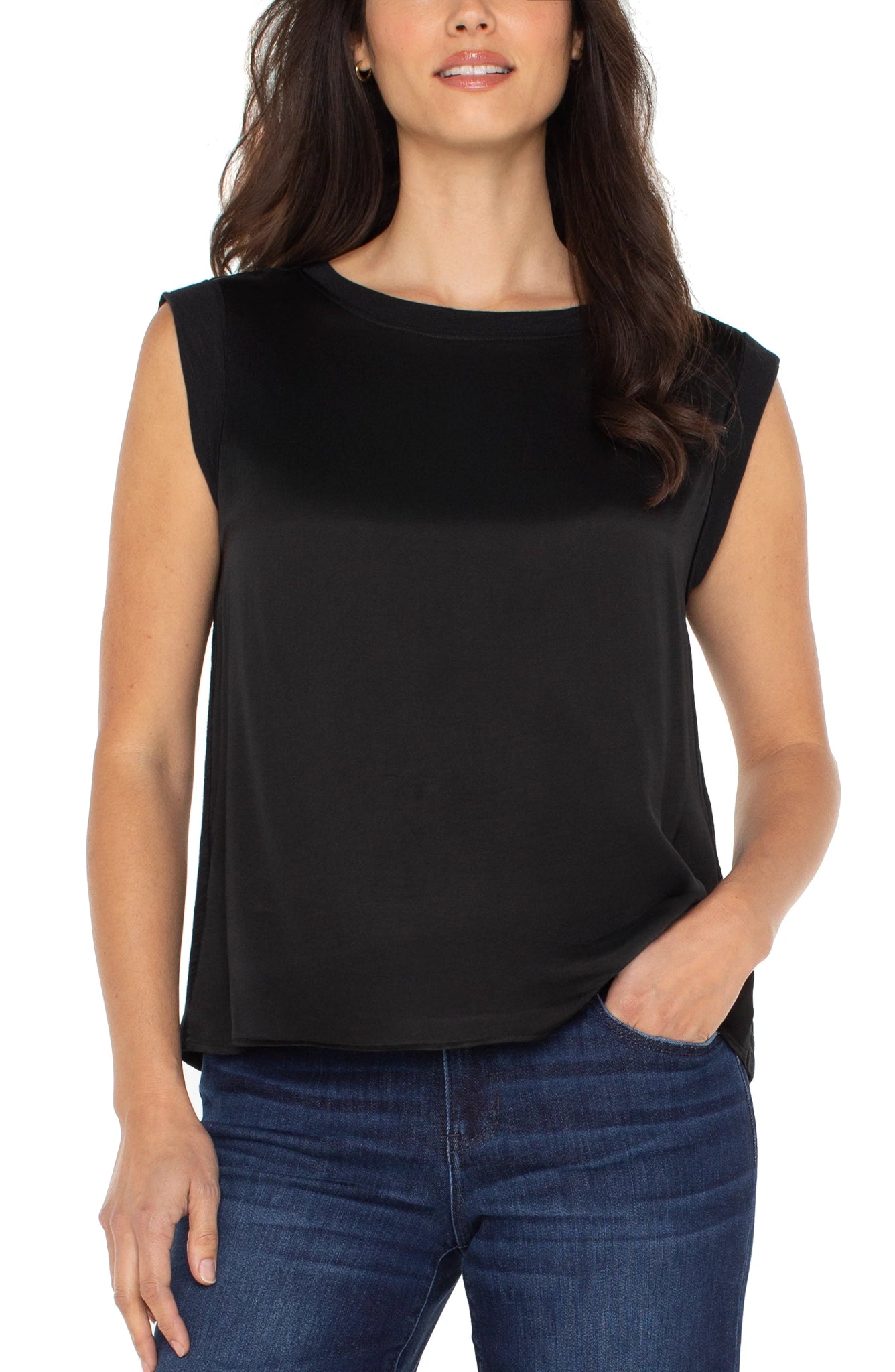 Sleeveless Woven To Knit Top - Black - Sugar Babies Children's Boutique/Meg's Shoppe