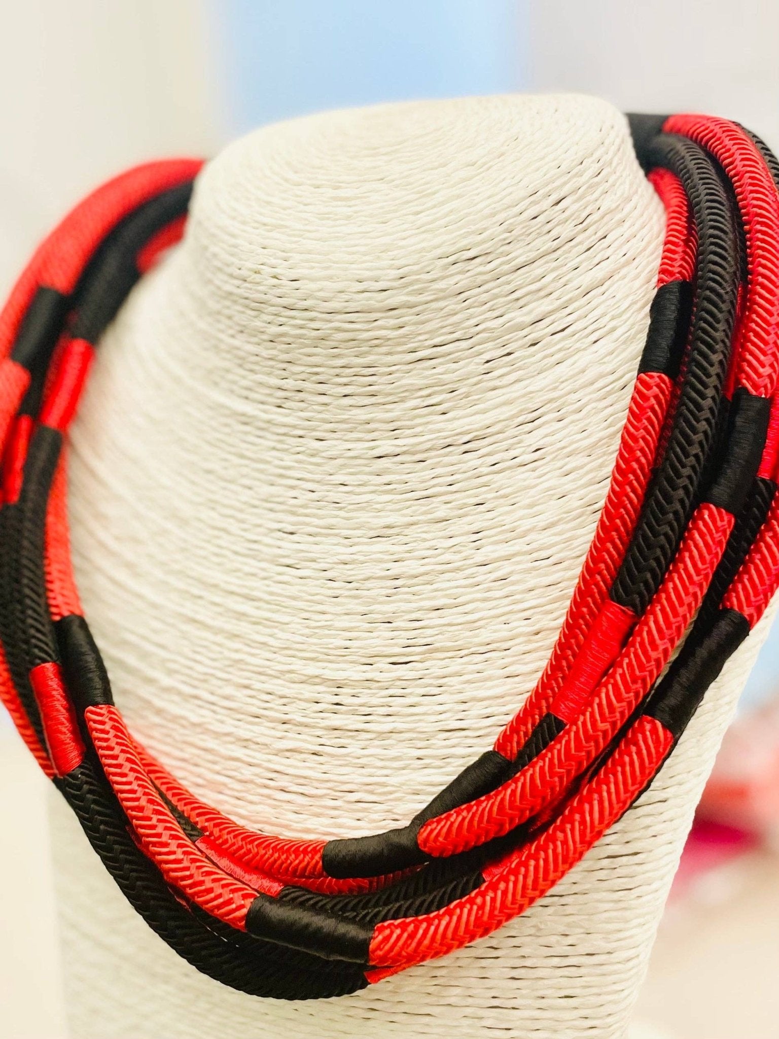 Slub 8-Strand - Black/Red Necklaces TWO FORTY TWO