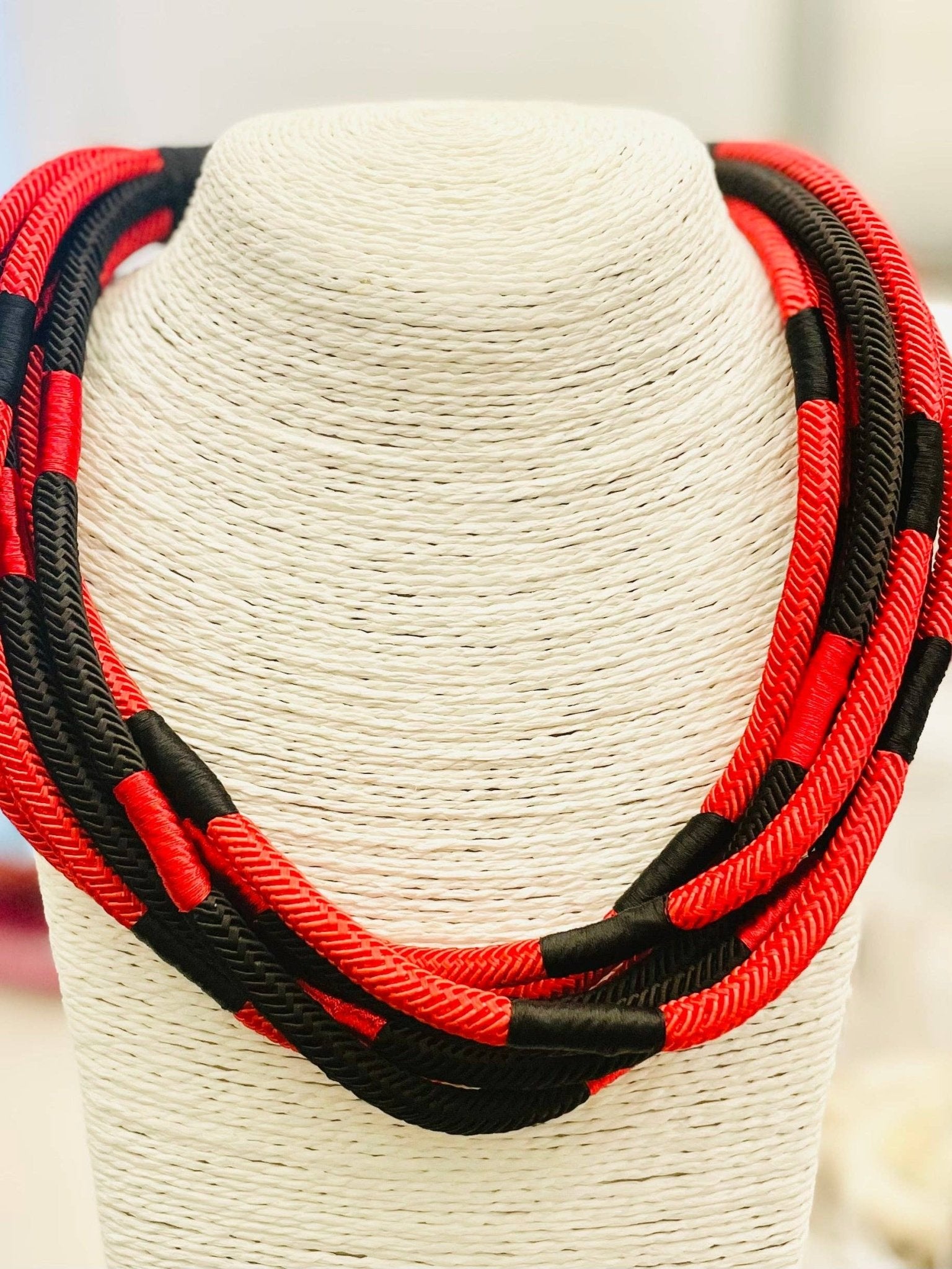 Slub 8-Strand - Black/Red Necklaces TWO FORTY TWO