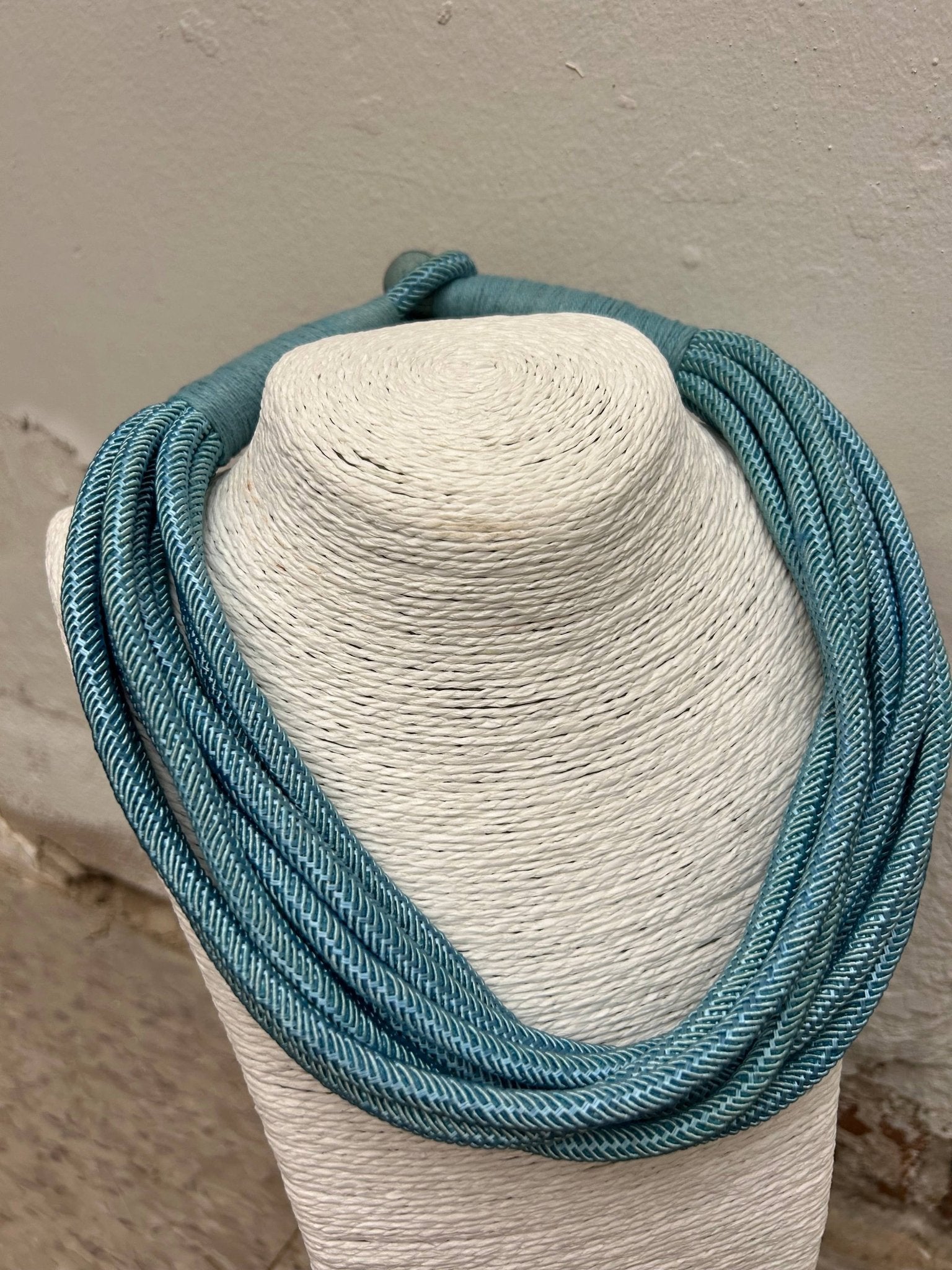 Slub 8-Strand Necklace - Dusty Light Blue Necklaces TWO FORTY TWO