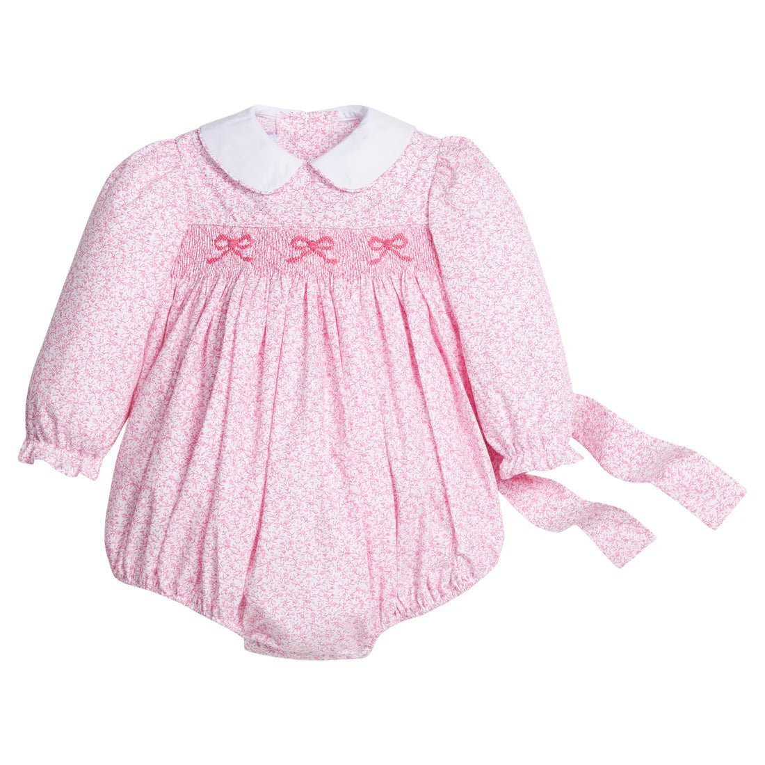 Smocked Natalie Bubble - Pink Vinings Girls Bubbles + Rompers Little English