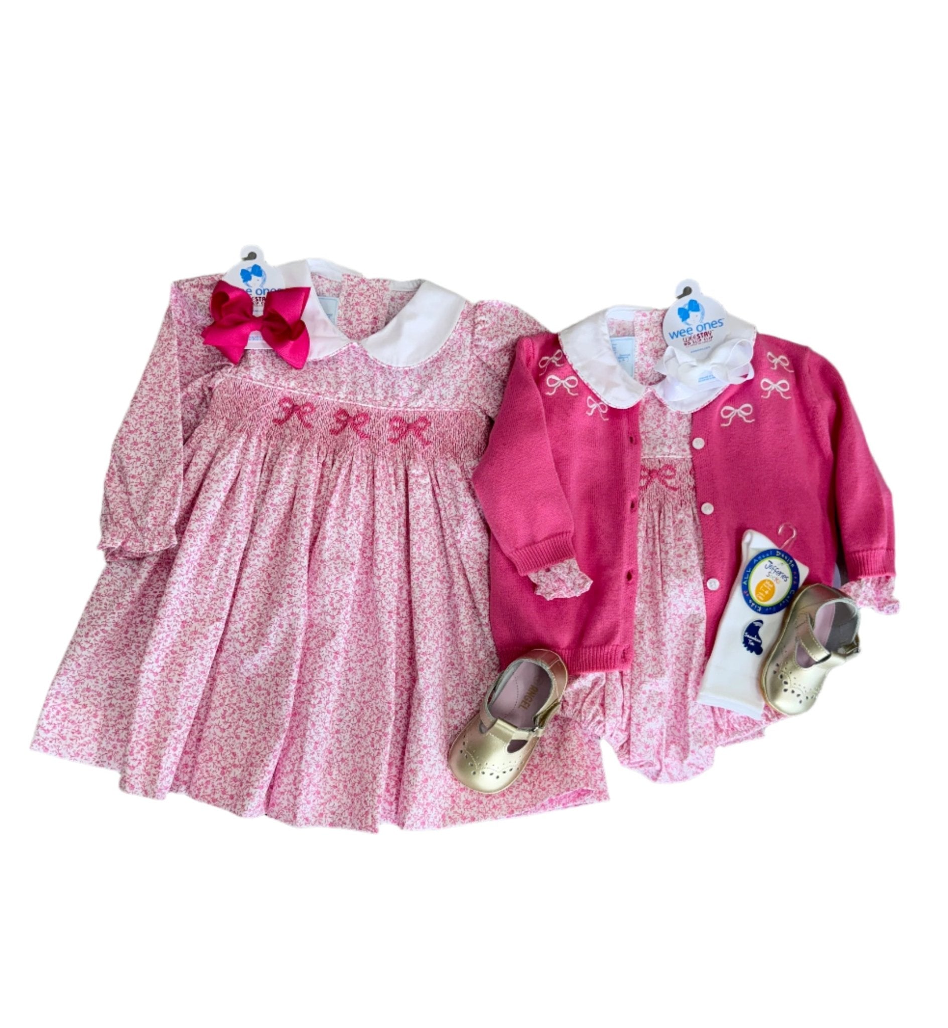Smocked Natalie Bubble - Pink Vinings Girls Bubbles + Rompers Little English