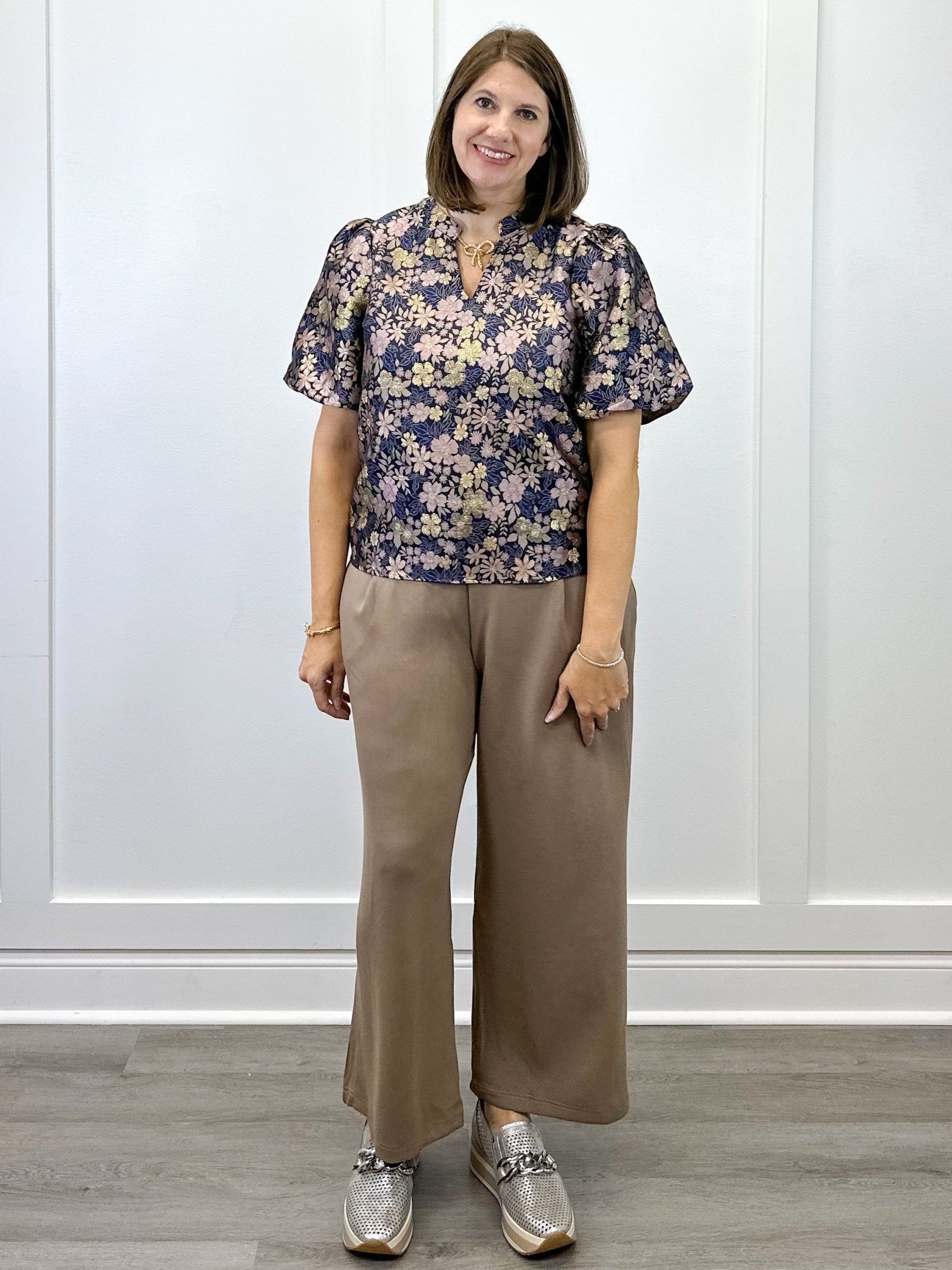 Sparkling Floral Top - Jaquared Navy Tops VOY