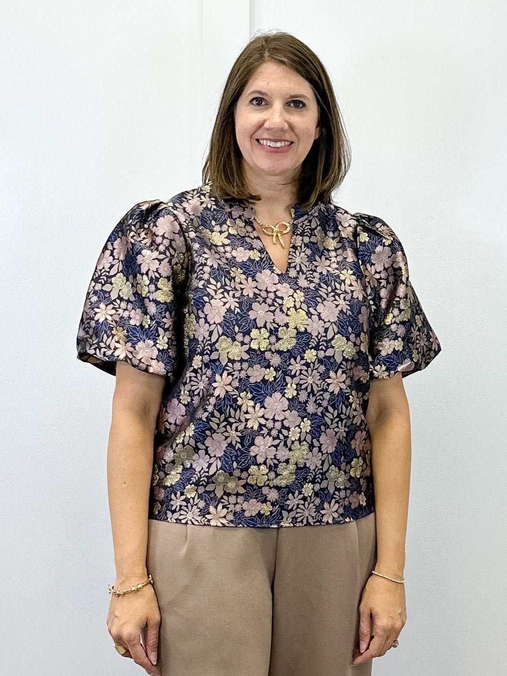 Sparkling Floral Top - Jaquared Navy Tops VOY