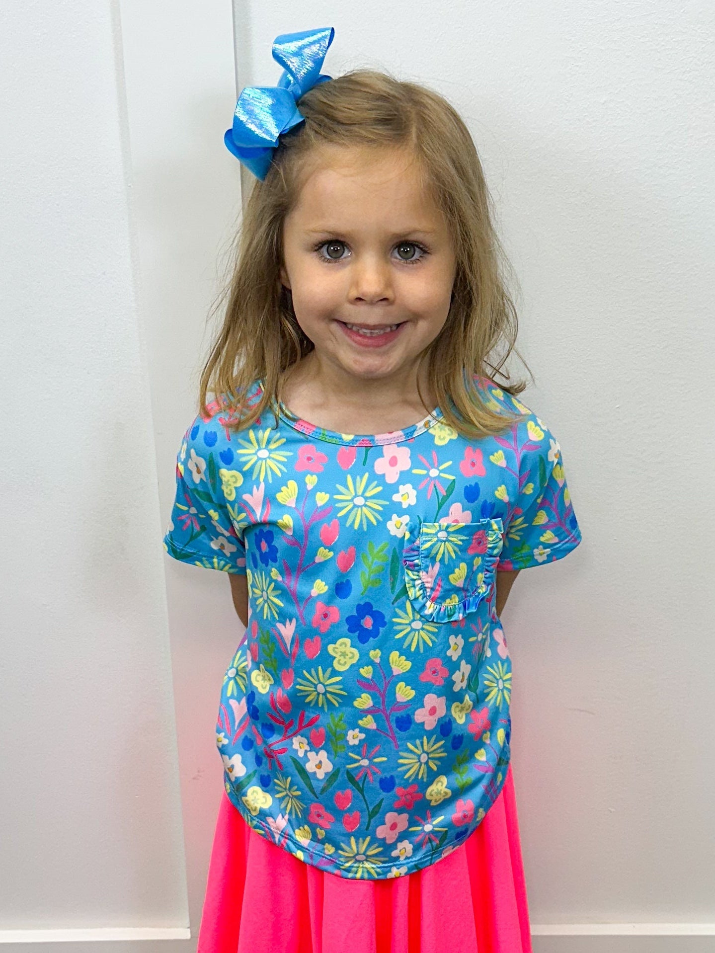 Springtime Splendor Ruffle Pocket Tee Girls Tops + Tees Mila & Rose