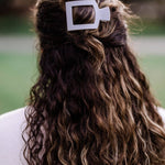 Square Flat Hair Clip - Small - Silver Flames Hair Accessories Teleties