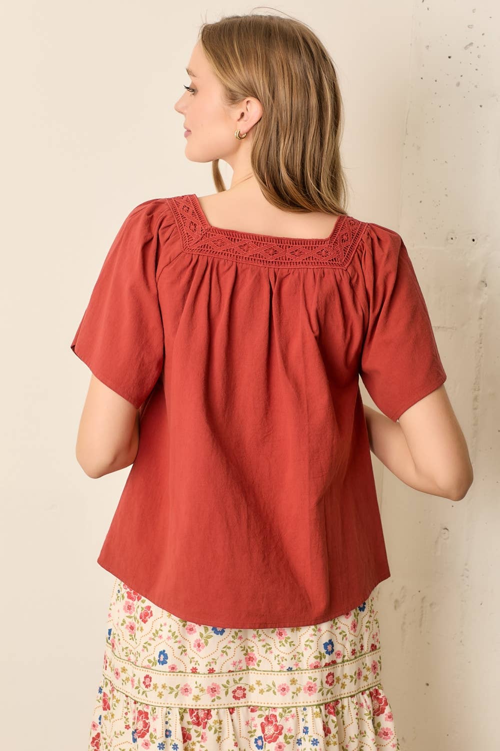 Fall in Line Top - Rust Tops Polagram by Wellmade USA