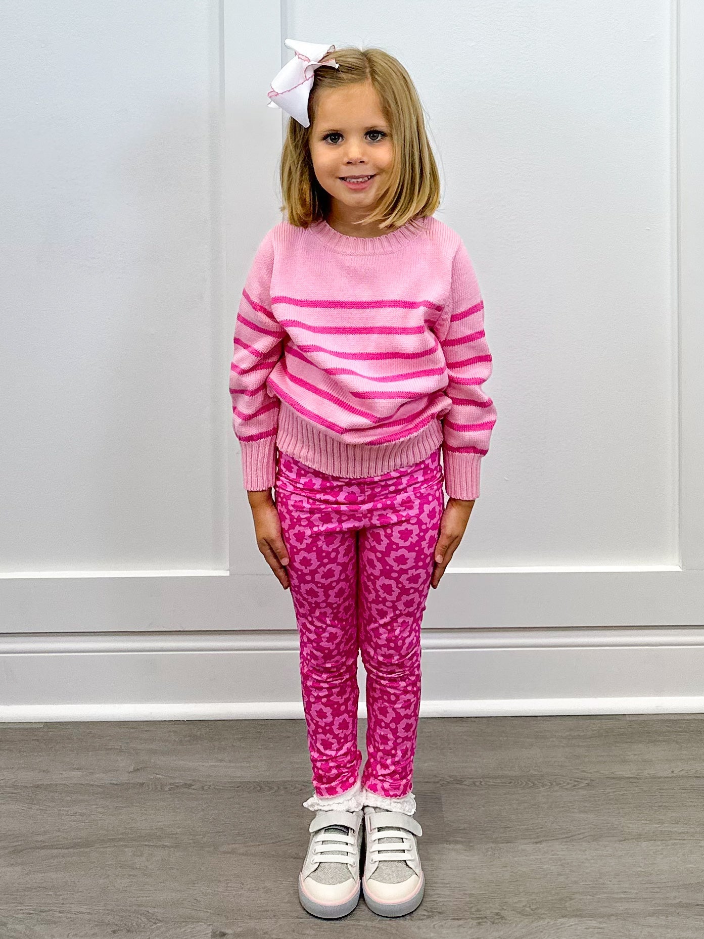 Striped Sweater - Pink Girls Sweaters + Sweatshirts Bisby
