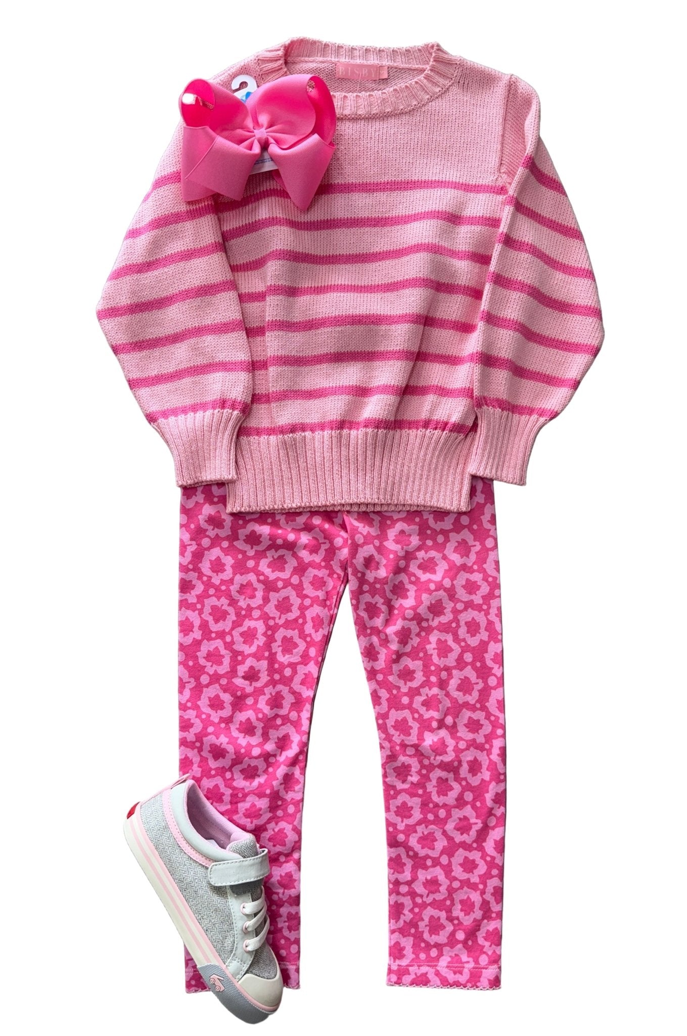 Striped Sweater - Pink Girls Sweaters + Sweatshirts Bisby