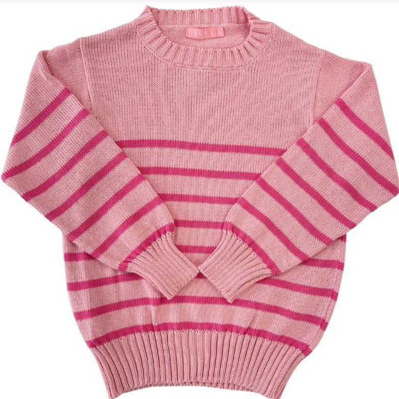 Striped Sweater - Pink Girls Sweaters + Sweatshirts Bisby