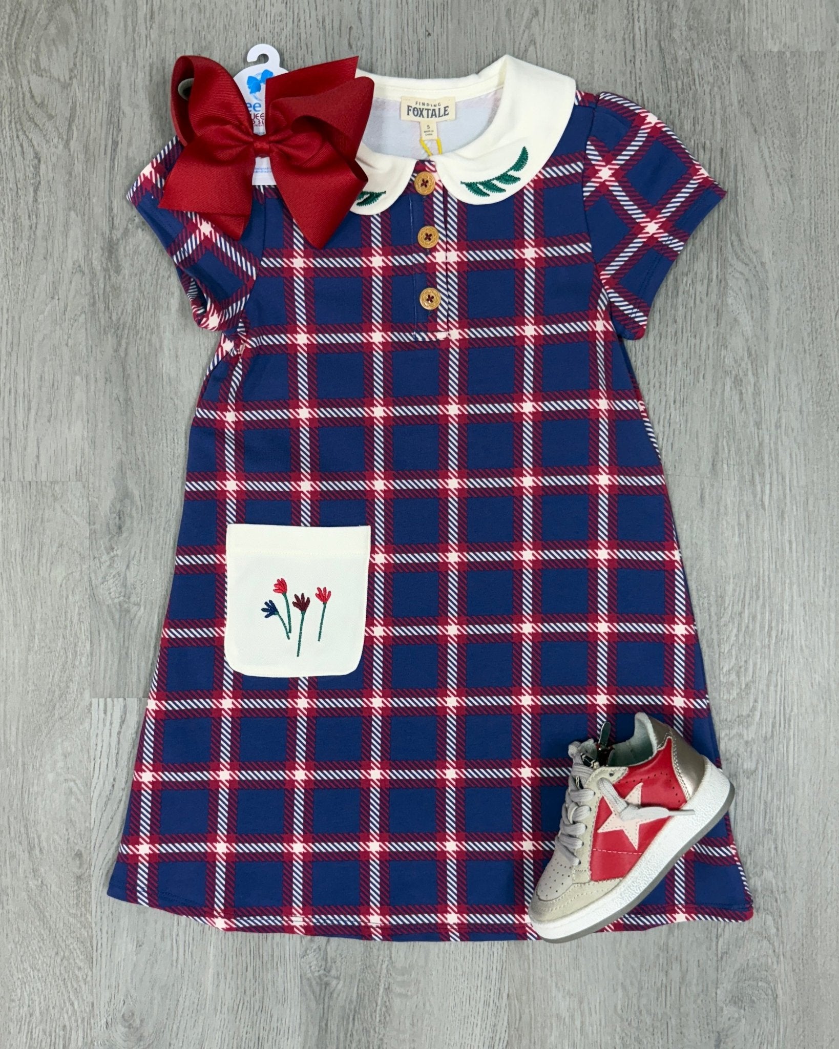 Studious Dress - Windowpane Plaid Girls Play Dresses Finding Foxtale