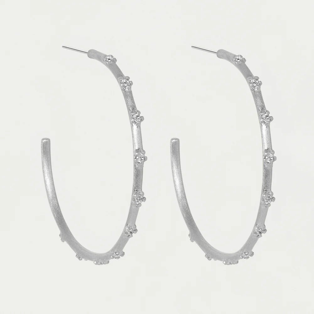 Sylvie Hoop Earrings - Silver/White Topaz Earrings Dean Davidson