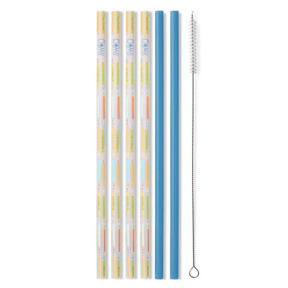 Teacher Life + Blue Reusable Straw Set Kitchen + Entertaining Swig