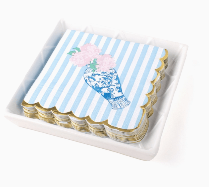 Textured Beverage Napkin Tray - White Home Decor 8 Oak Lane