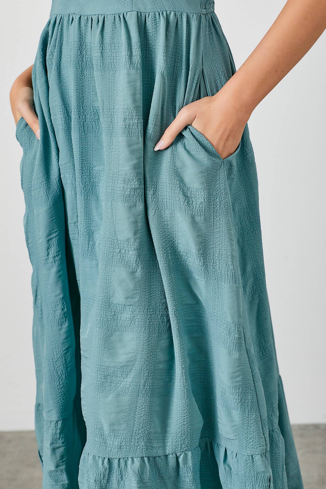 Garden Club Maxi Dress - Dusty Teal Long Dresses Polagram by Wellmade USA