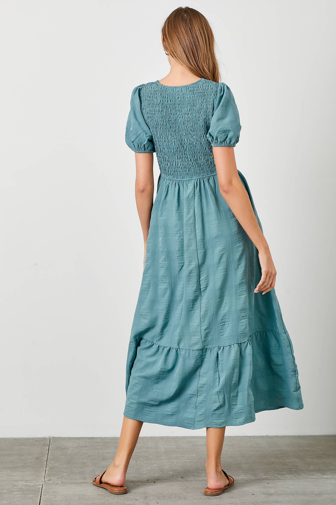 Garden Club Maxi Dress - Dusty Teal Long Dresses Polagram by Wellmade USA