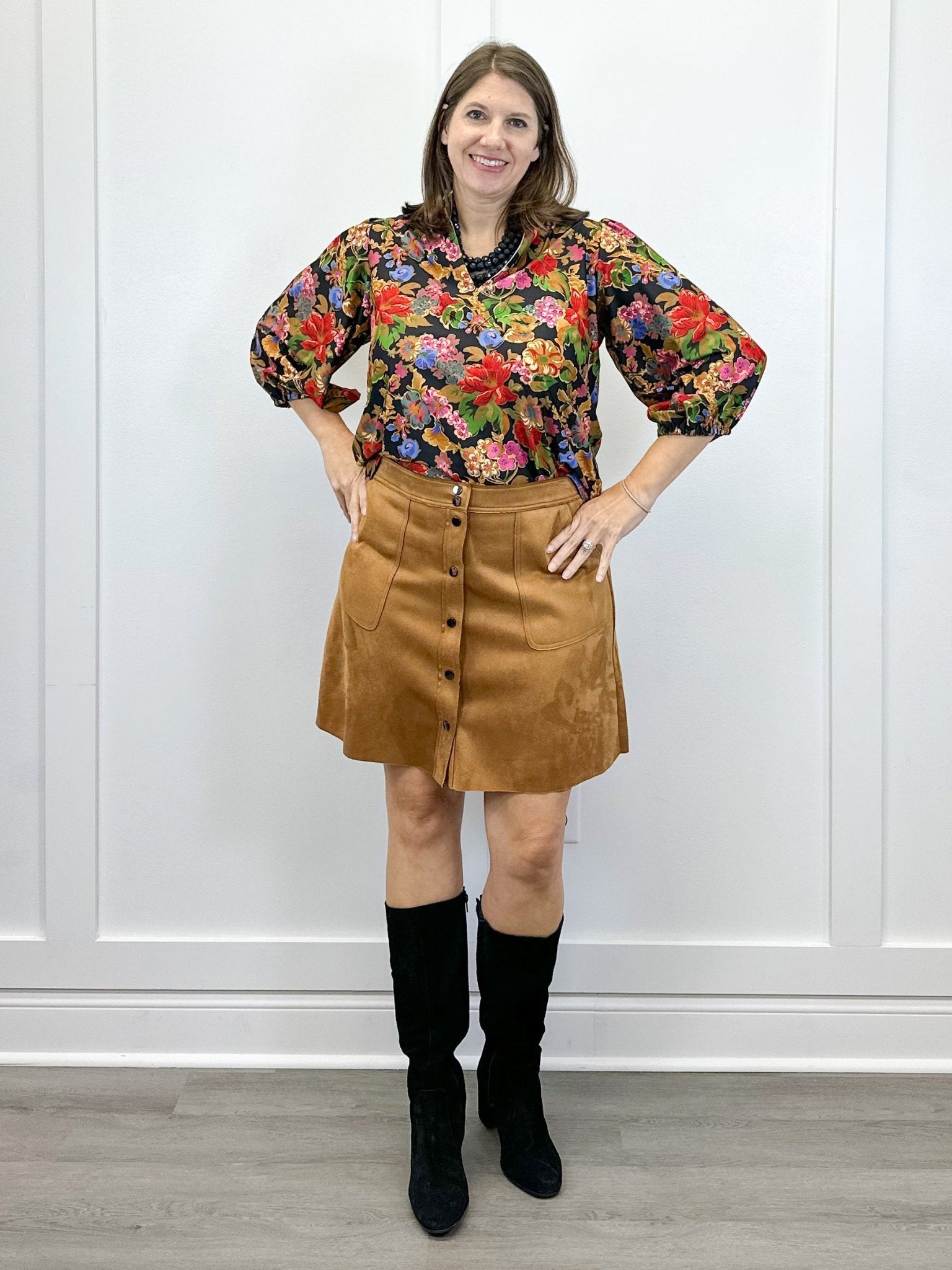 The Eliza Top - Midnight Petals - Sugar Babies Children's Boutique/Meg's Shoppe