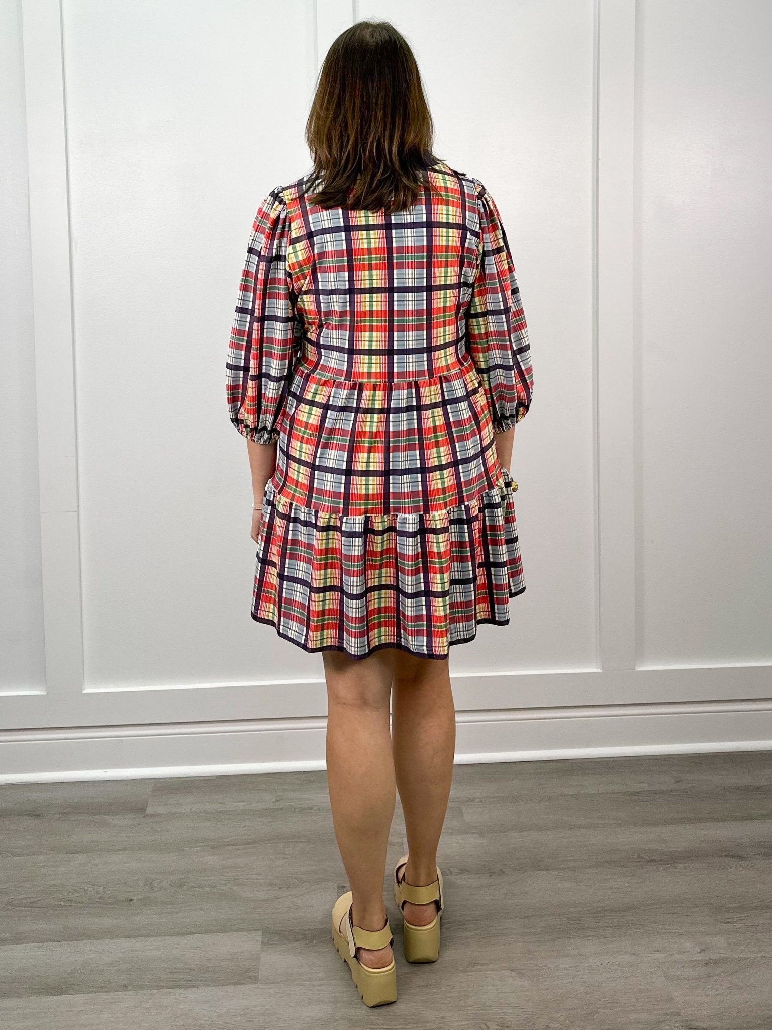 The Tory Dress - Coastal Plaid Short Dresses Smith & Quinn