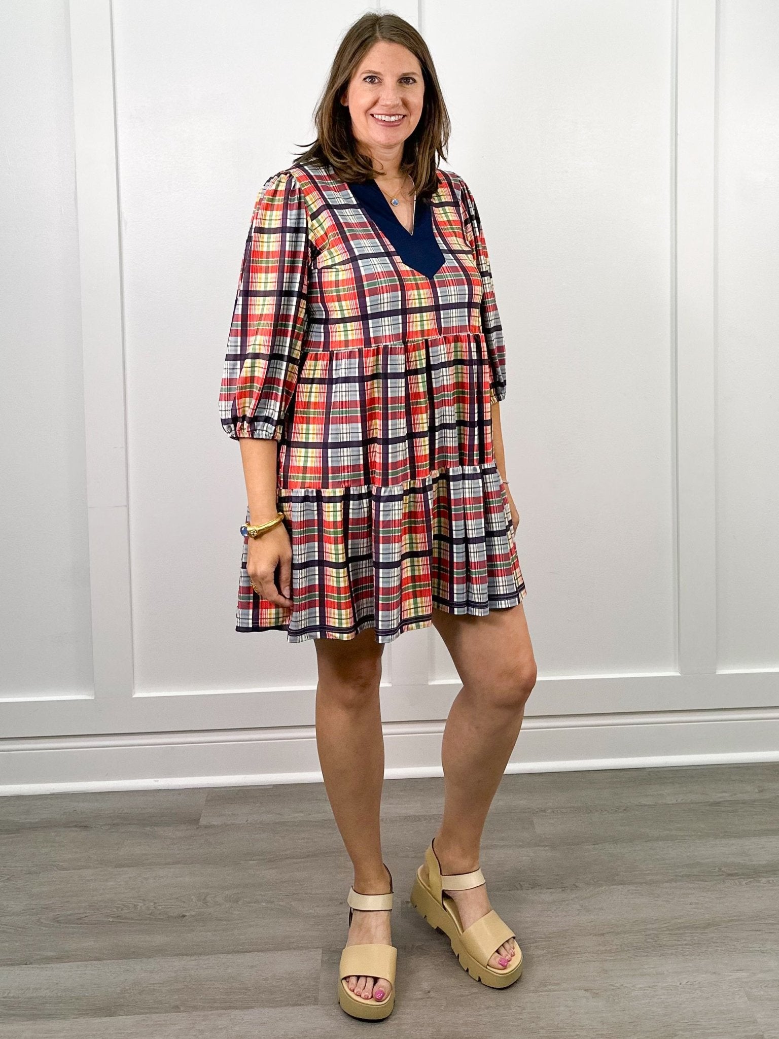 The Tory Dress - Coastal Plaid Short Dresses Smith & Quinn