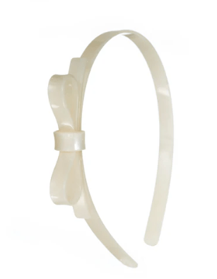 Thin Bow Pearl White Headband Kids Hair Accessories Lilies & Roses