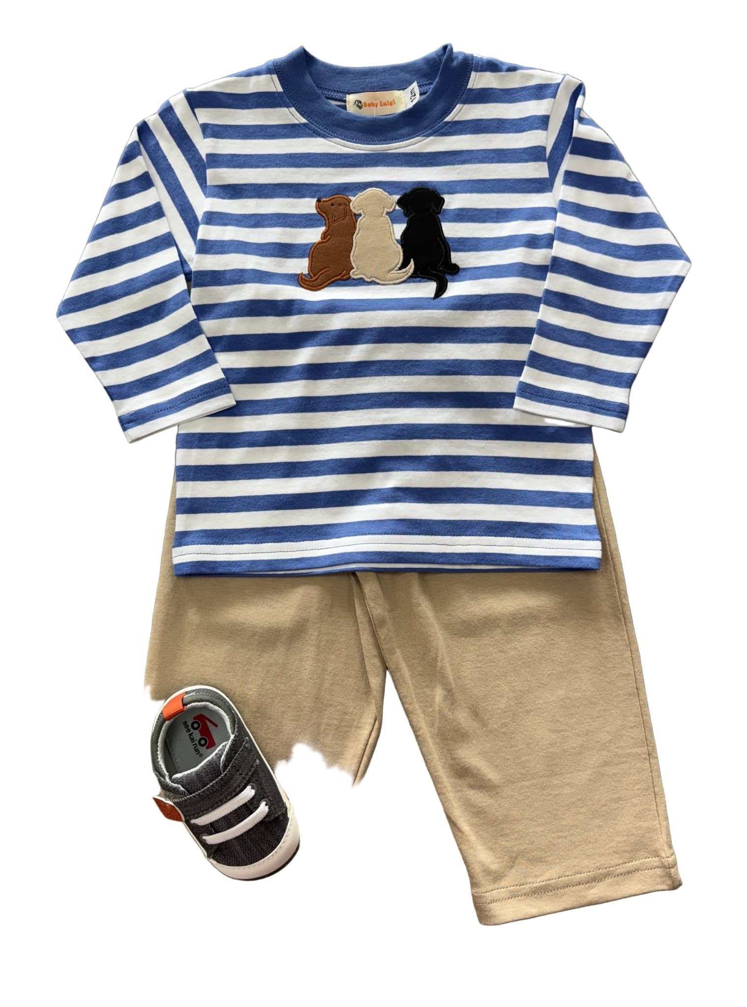 Three Labs Tshirt - Dk. Chambray/White Stripe Boys Tees Luigi