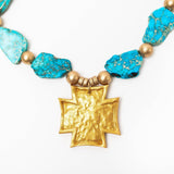 Turquoise Sea Jasper Nuggets with Neal Cross Necklaces Hidden Truth Jewelry