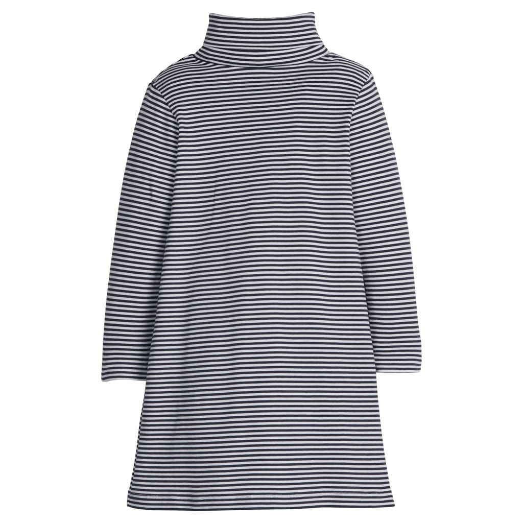 Turtleneck Dress - Navy Stripe Girls Play Dresses Little English
