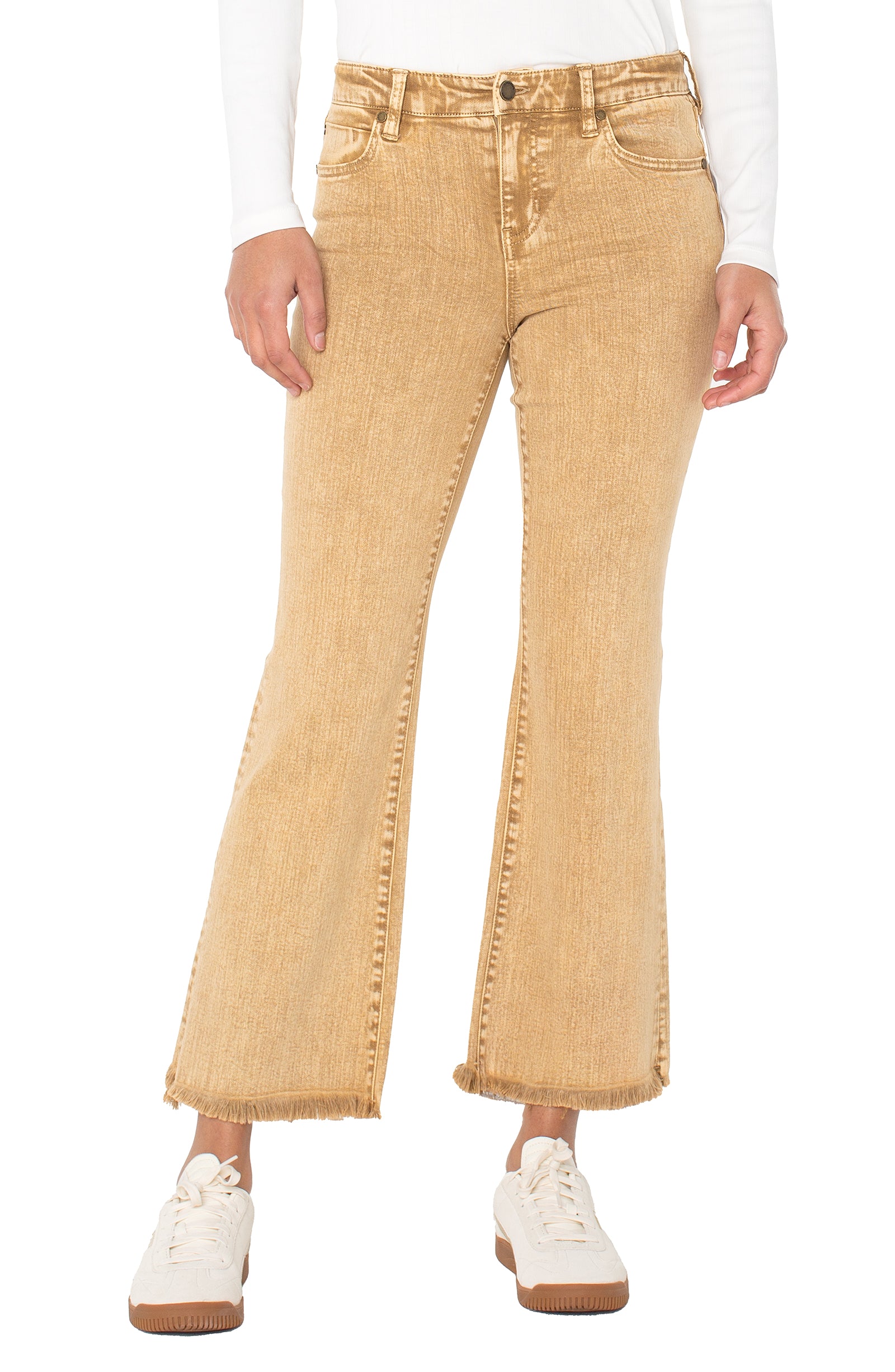 Hannah Crop Flare w/ Fray - Mineral Gold Jeans Liverpool