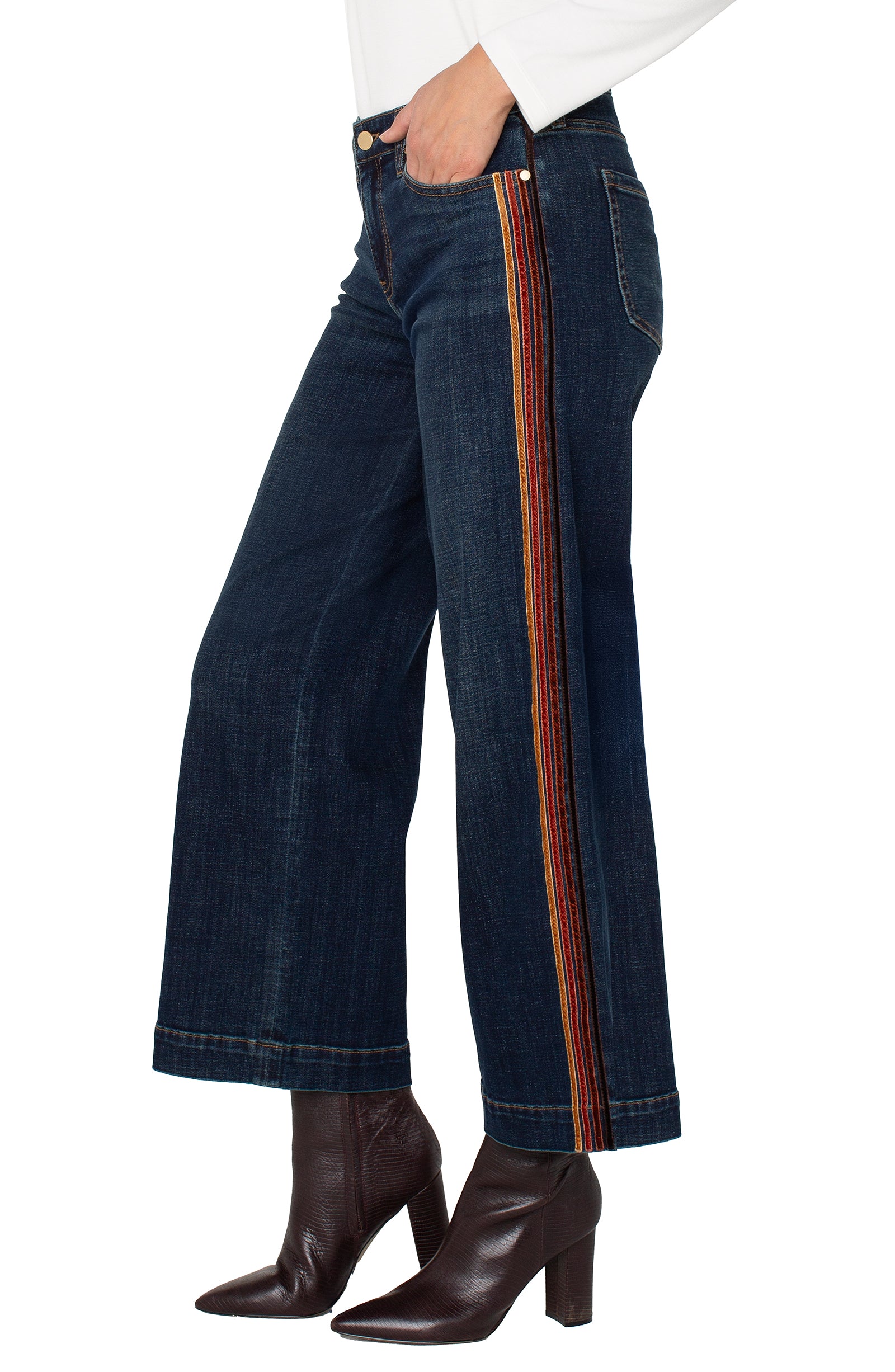 Stride Wide Leg w/ Velvet Trim - Eastmoor Jeans Liverpool