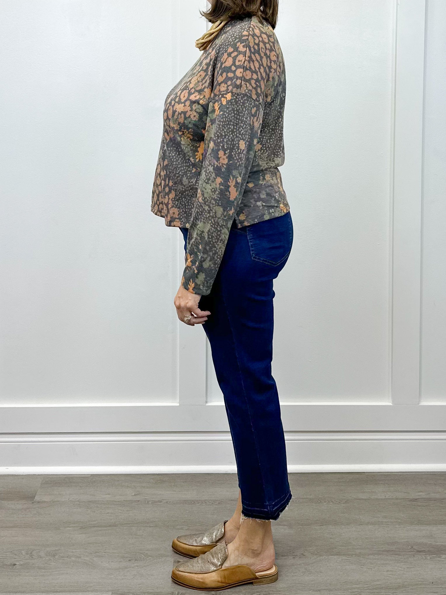 V-Neck Knit Top w/ Side Slits - Turmeric Tops Tribal