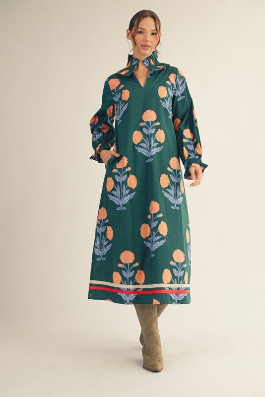 Verdant Garden Dress - Hunter Green Long Dresses Jodifl