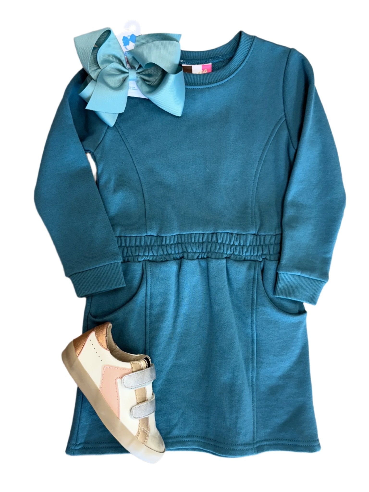 Vivi Sweatshirt Dress - Teal Girls Play Dresses Banana Split