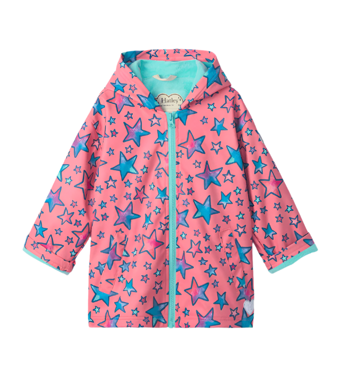 Watercolour Doodles Zip Up Rain Jacket Girls Outerwear Hatley