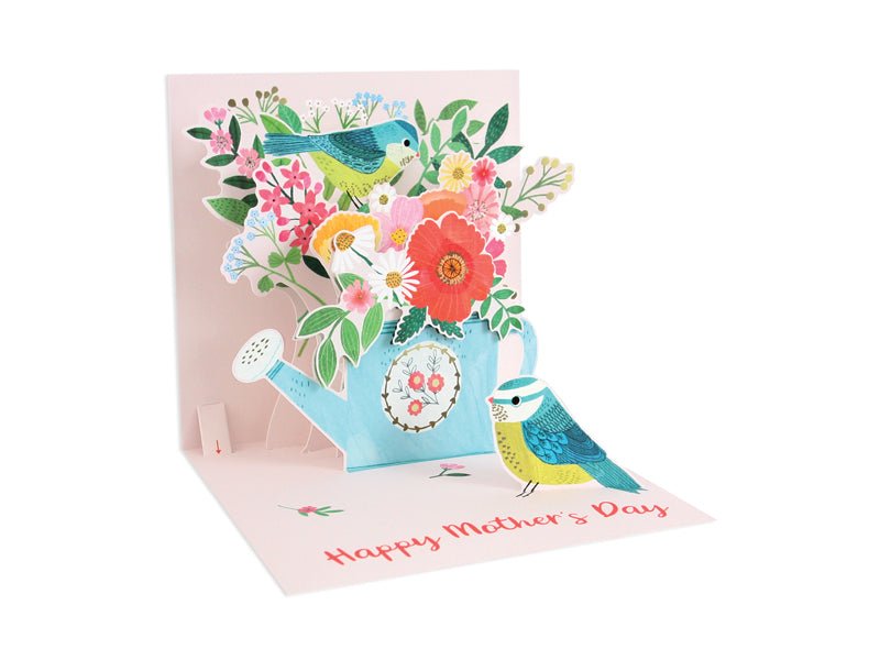 Watering Can & Birds Greeting Card Paper Goods Up With Paper