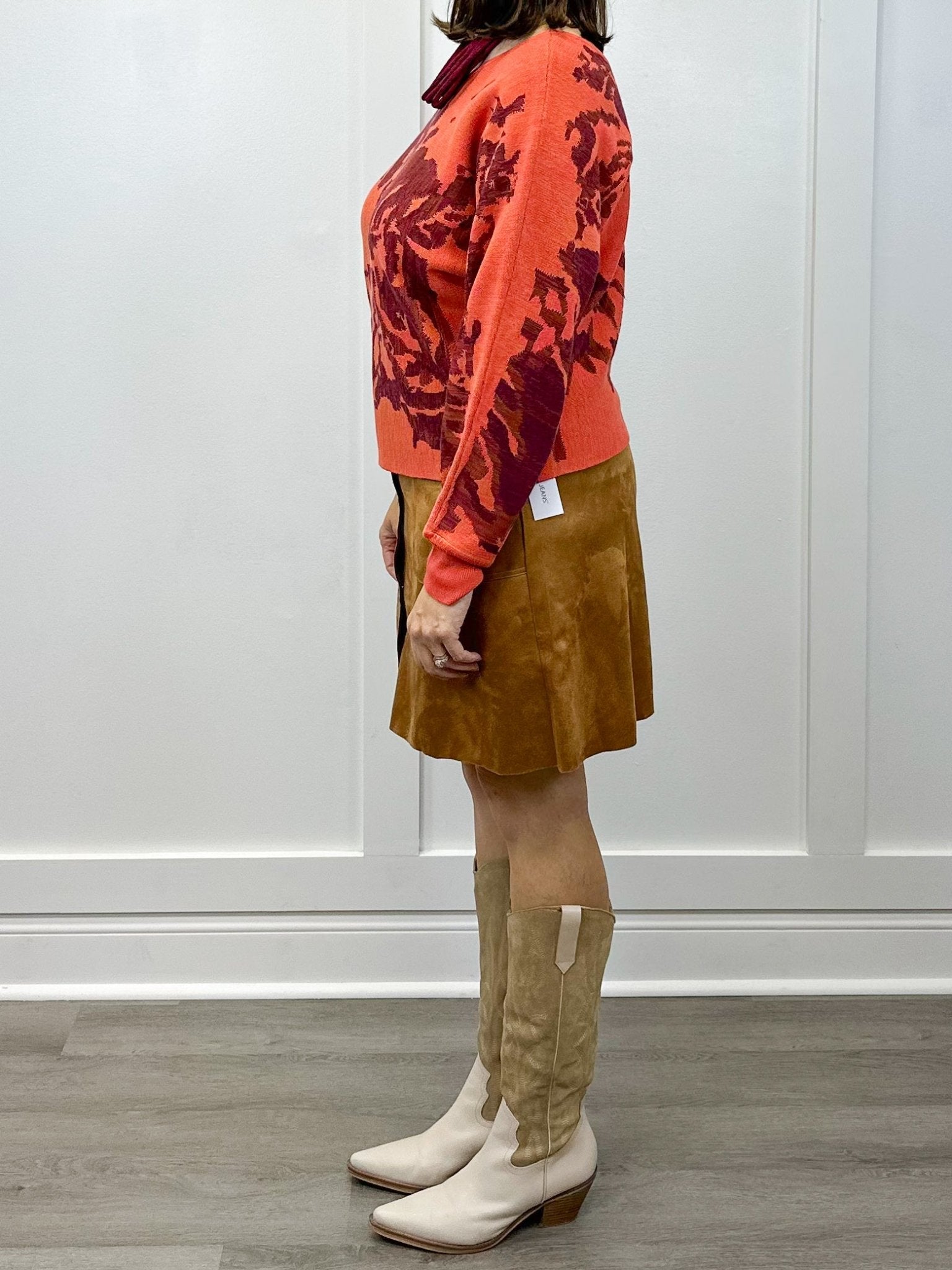 Wear 2 Ways Jacquard Sweater - Coral Blaze - Sugar Babies Children's Boutique/Meg's Shoppe