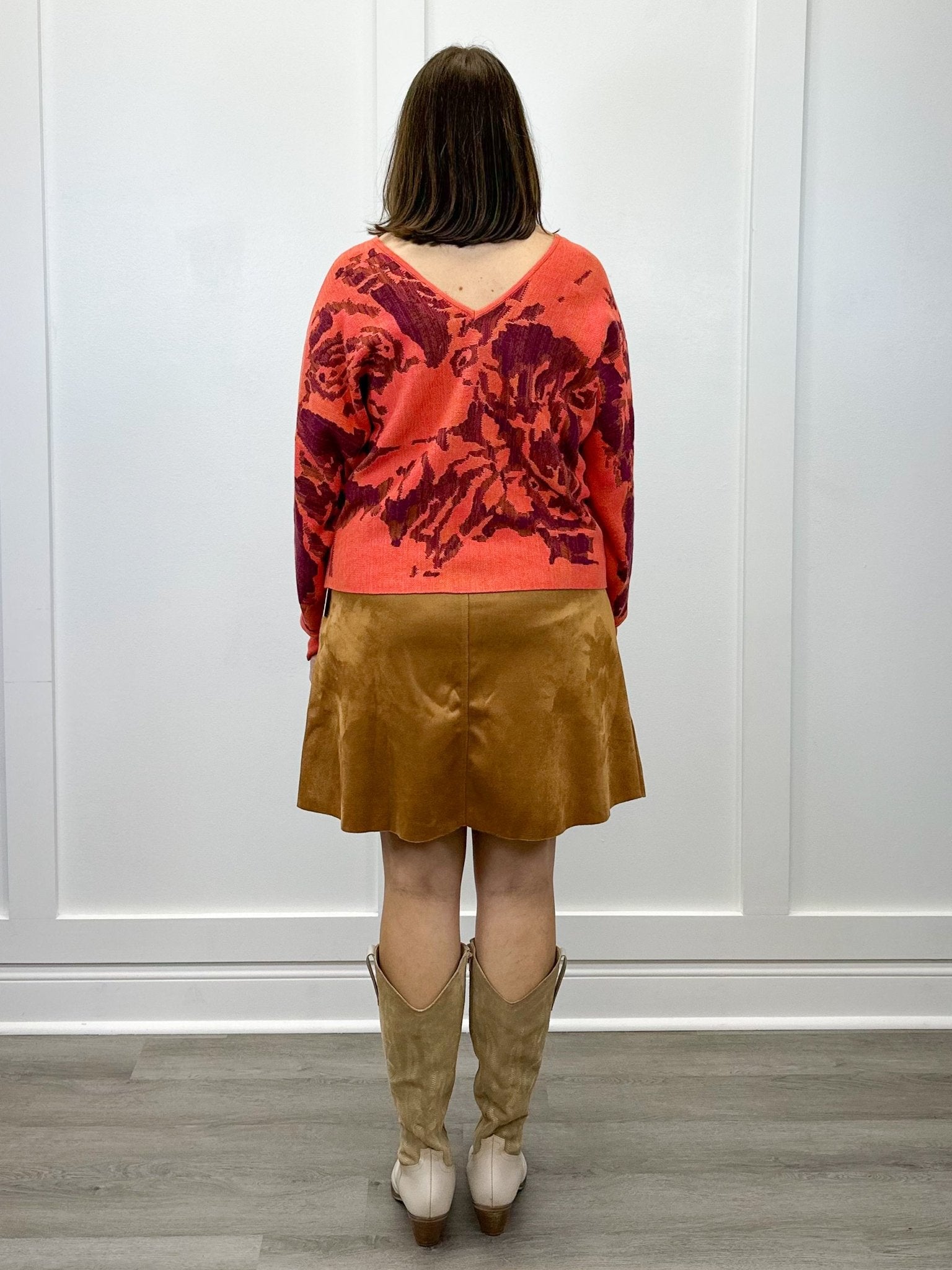 Wear 2 Ways Jacquard Sweater - Coral Blaze - Sugar Babies Children's Boutique/Meg's Shoppe
