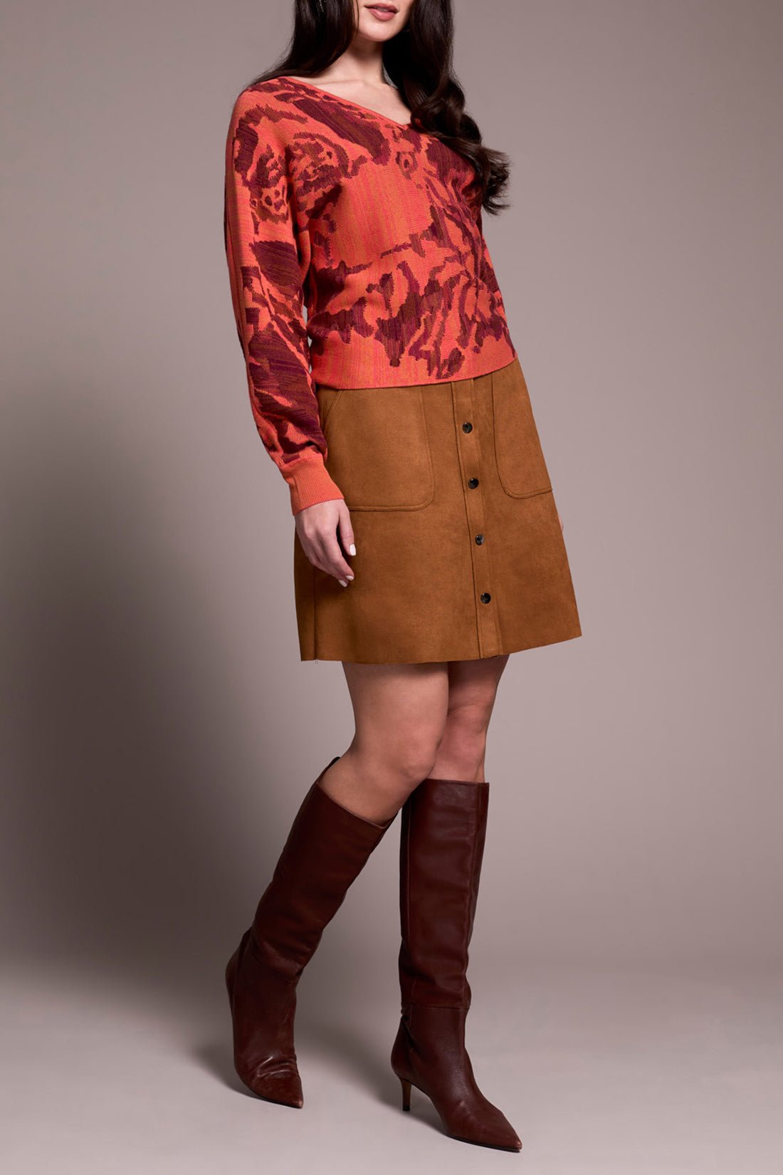 Wear 2 Ways Jacquard Sweater - Coral Blaze Outerwear Tribal