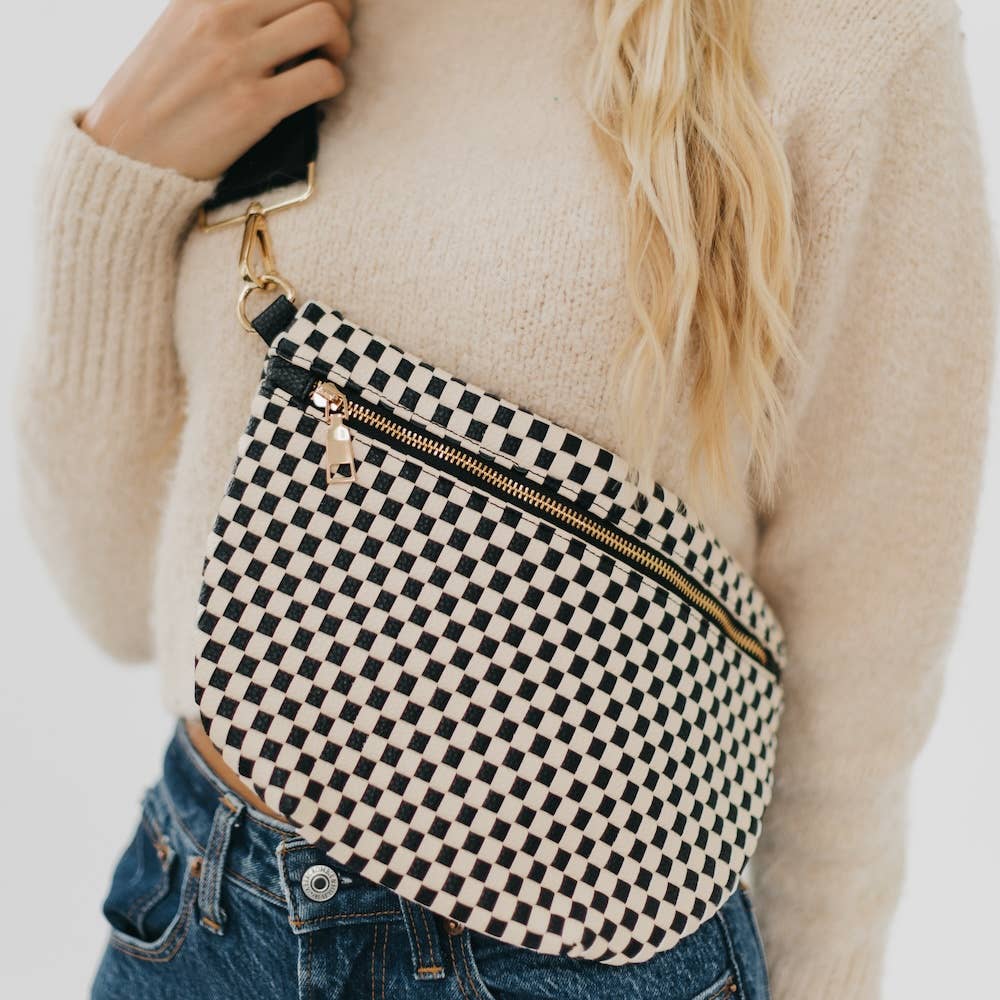 Westlyn Woven Bum Bag : Checkered Black Purses + Totes Pretty Simple