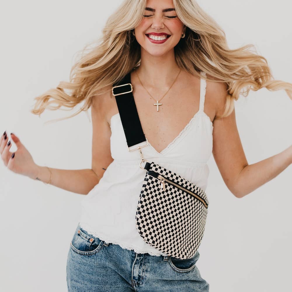 Westlyn Woven Bum Bag : Checkered Black Purses + Totes Pretty Simple