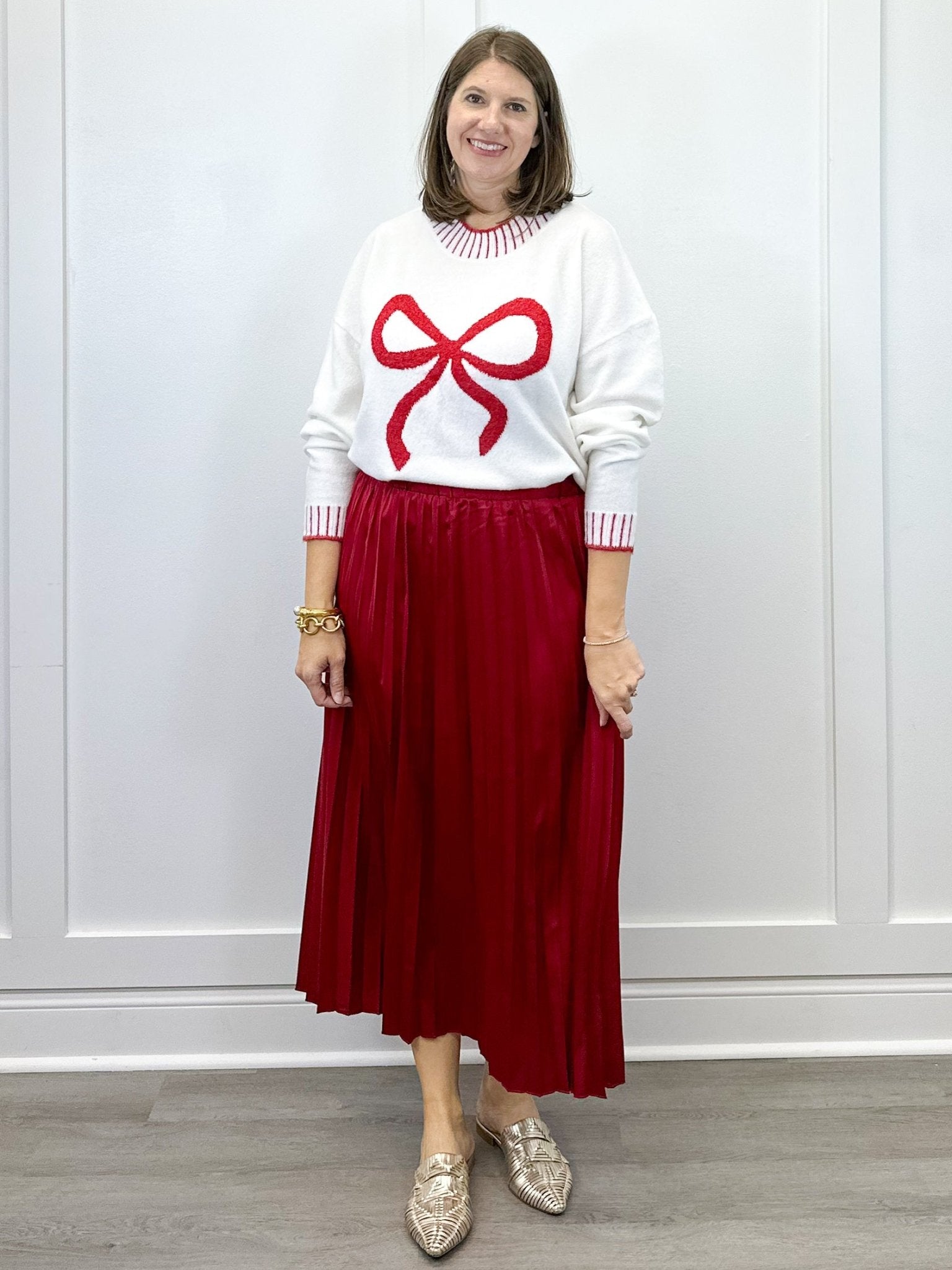 Wilder Bow Sweater - White Sweaters Mudpie