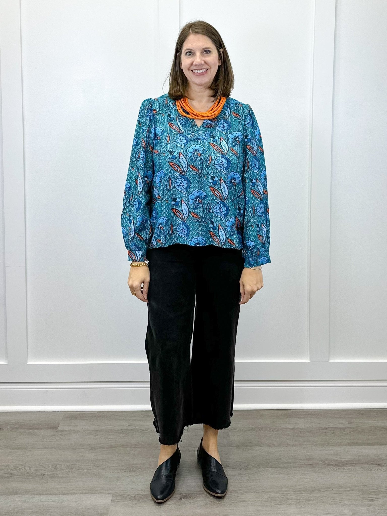 Wildflower Waves Top - Teal Tops Jodifl