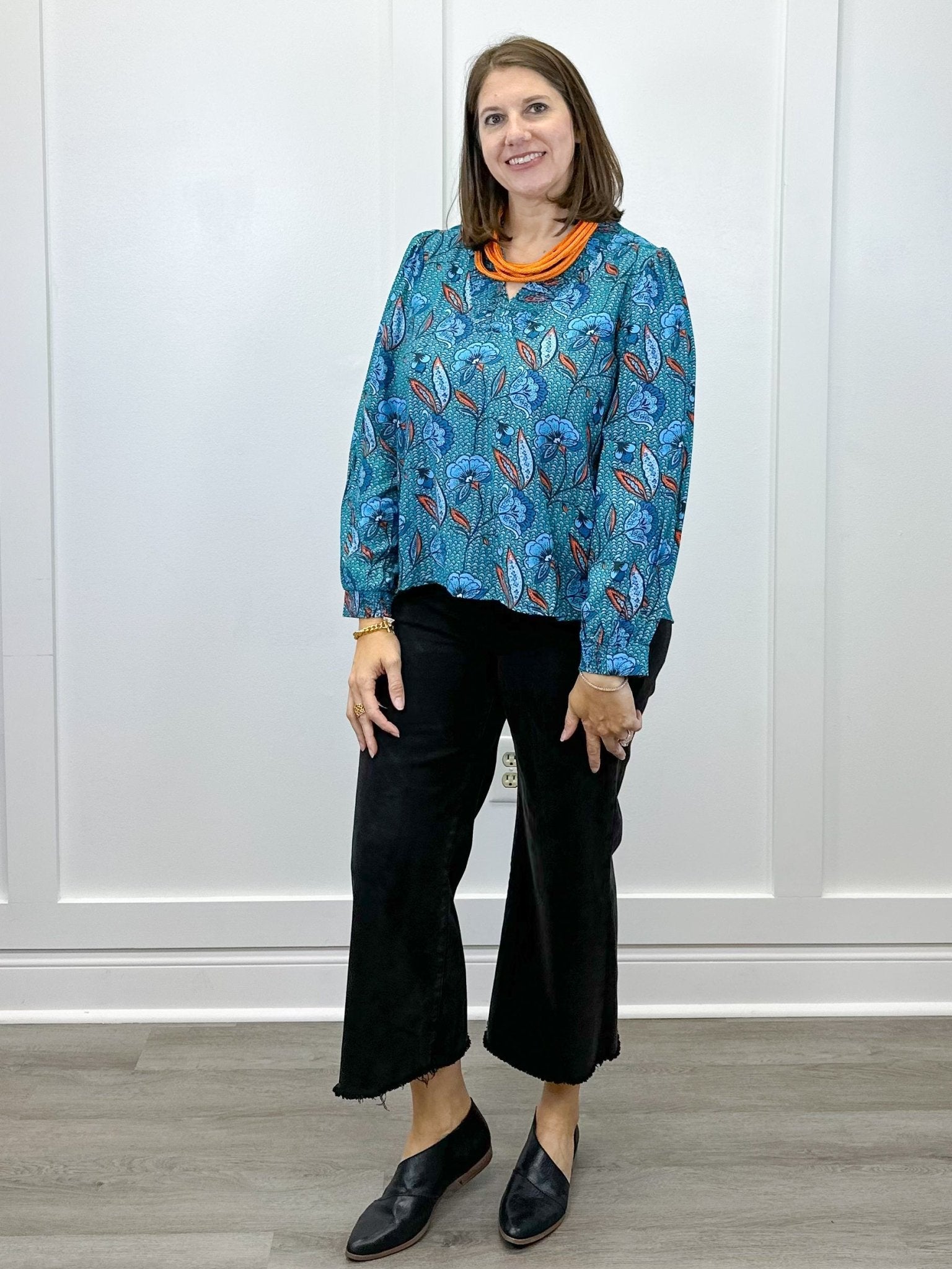 Wildflower Waves Top - Teal Tops Jodifl