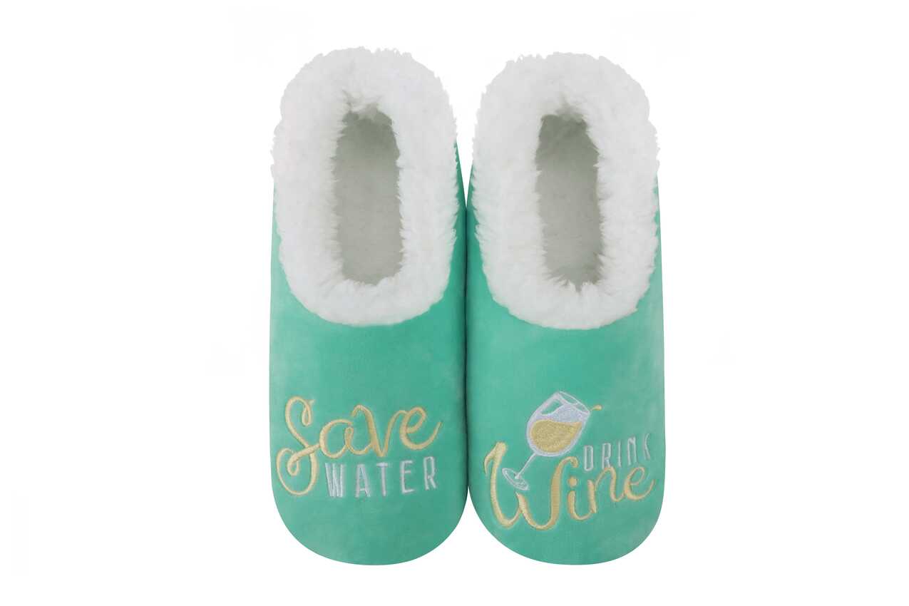 Women's Soft Plush Pairables - Save Water, Drink Wine Lounge Snoozies