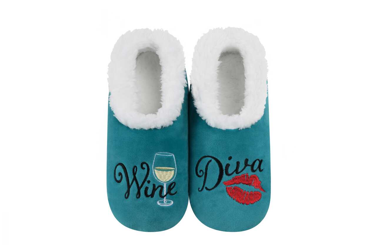 Women's Soft Plush Pairables - Wine Diva Lounge Snoozies