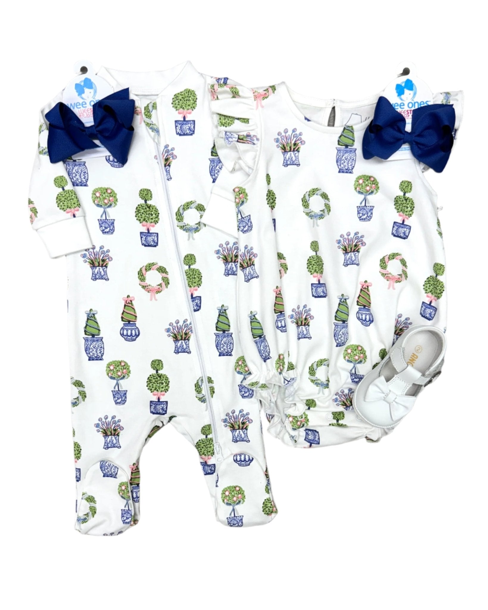 Zipper Footie - Spring Topiaries Baby Sleepwear Heyward House