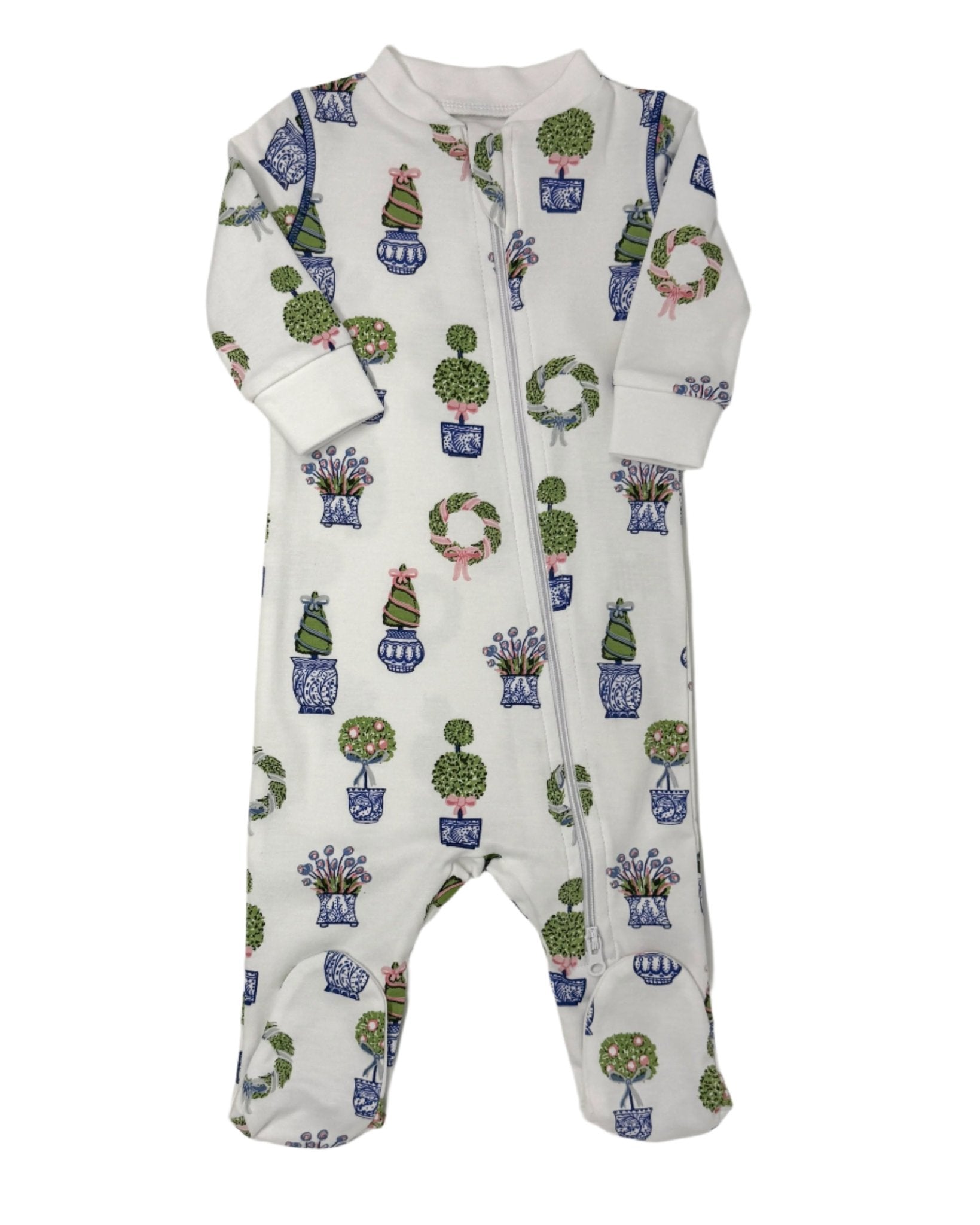 Zipper Footie - Spring Topiaries Baby Sleepwear Heyward House