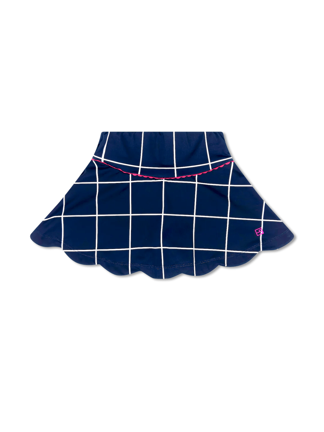 Zoe Scallop Skirt - Willington Windowpane/Power Pink Girls Skirts + Bloomers Set Athleisure